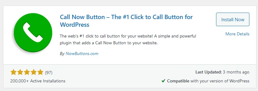 wordpress widget plugin of Call Now Button
