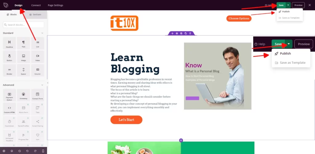 Landing Page in WordPress