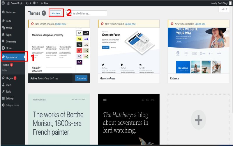WordPress installation steps