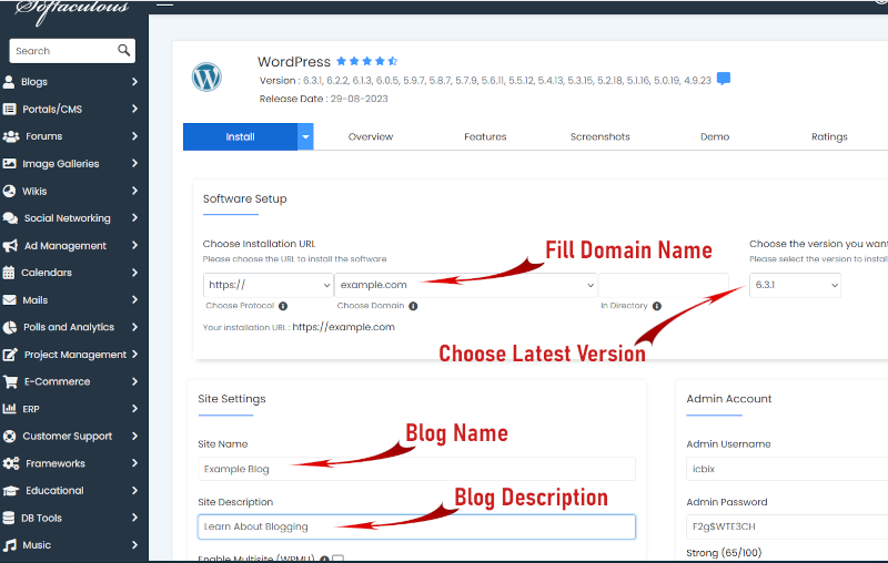 installing WordPress step by step