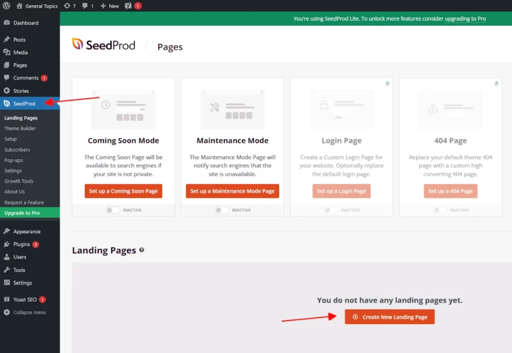 Landing Page in WordPress