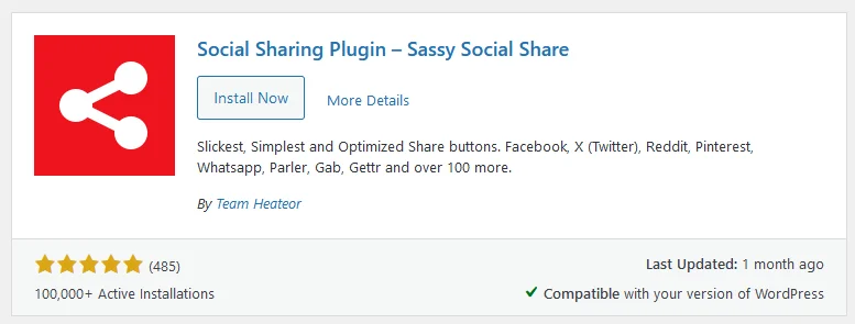 wordpress widget plugin of Social Sharing Plugin – Sassy Social Share Plugin