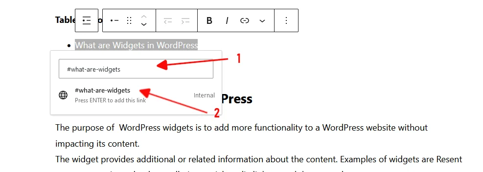 how to create table of contents in wordpress without plugin