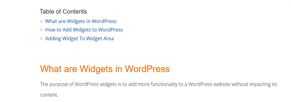 how to create table of contents in wordpress without plugin