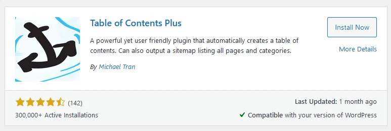 wordpress table of contents plugin