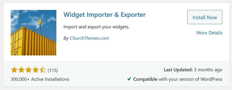 wordpress widget plugin of Widget Importer & Exporter