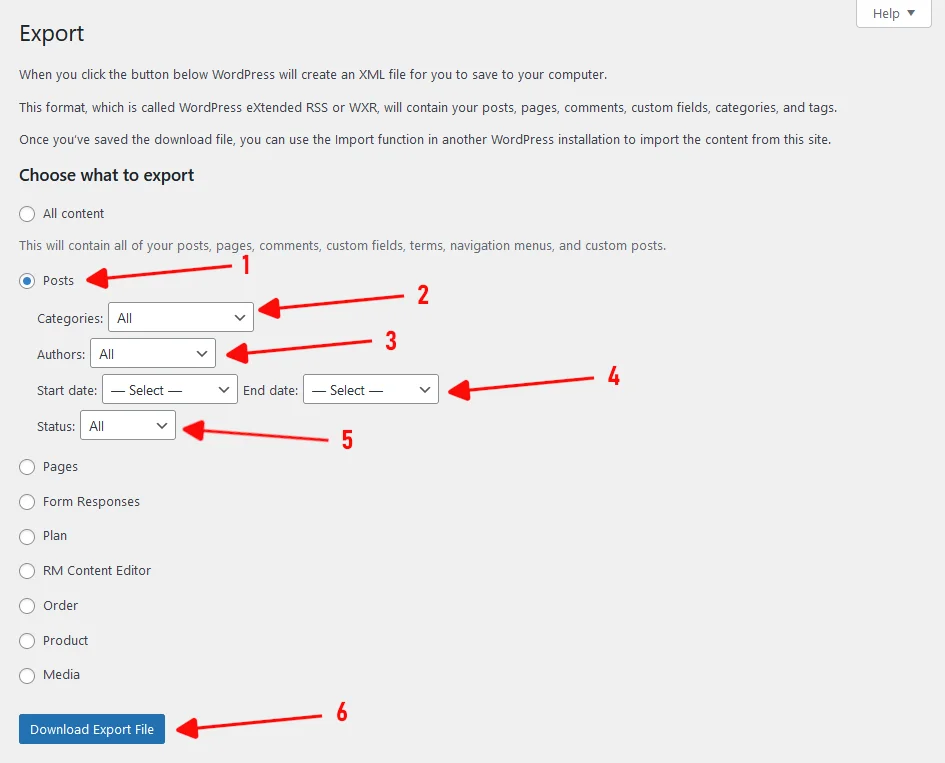 WordPress importer