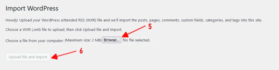 WordPress importer