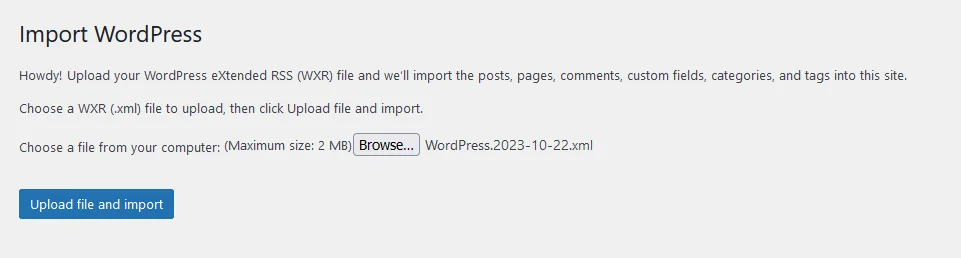WordPress importer