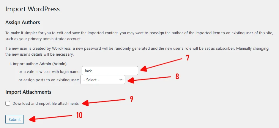 WordPress importer