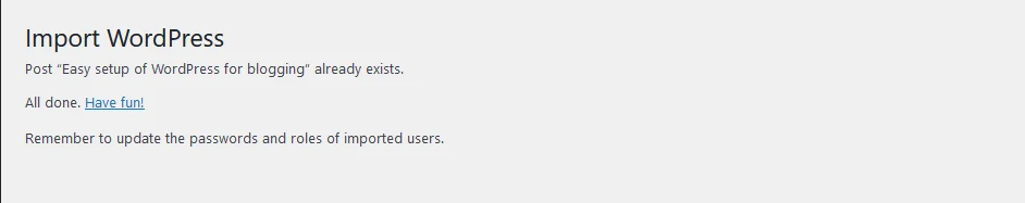 WordPress importer