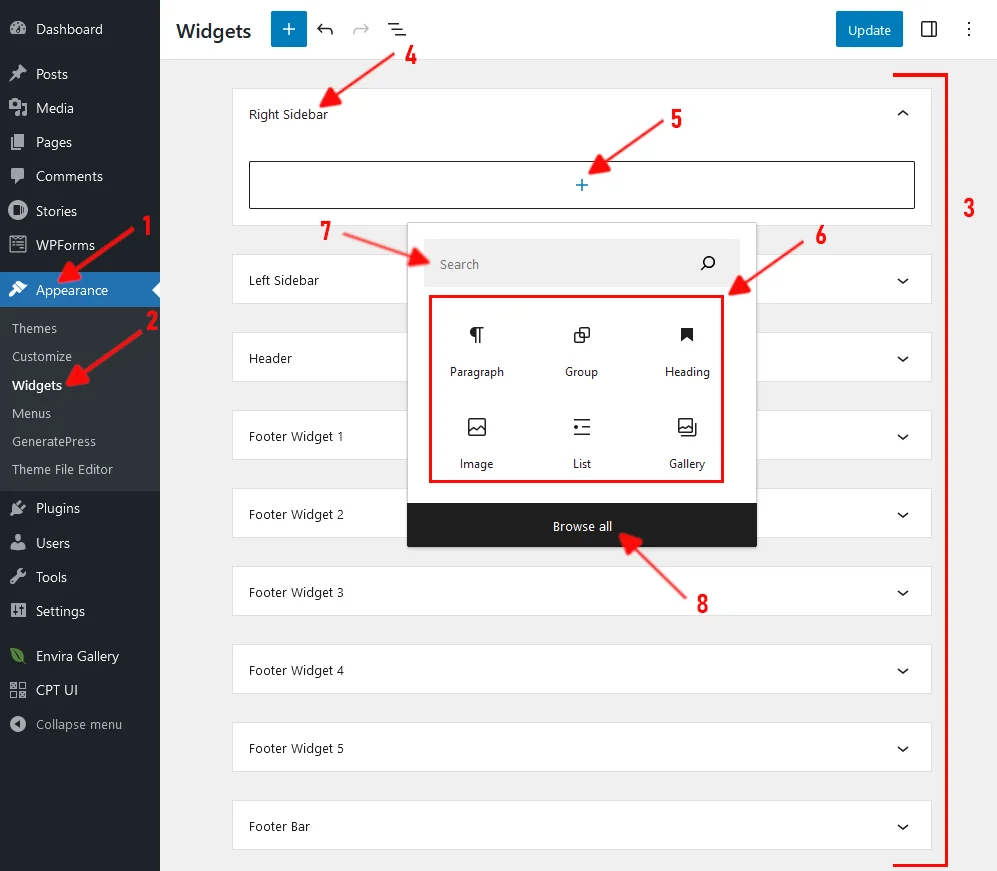 How add WordPress widgets