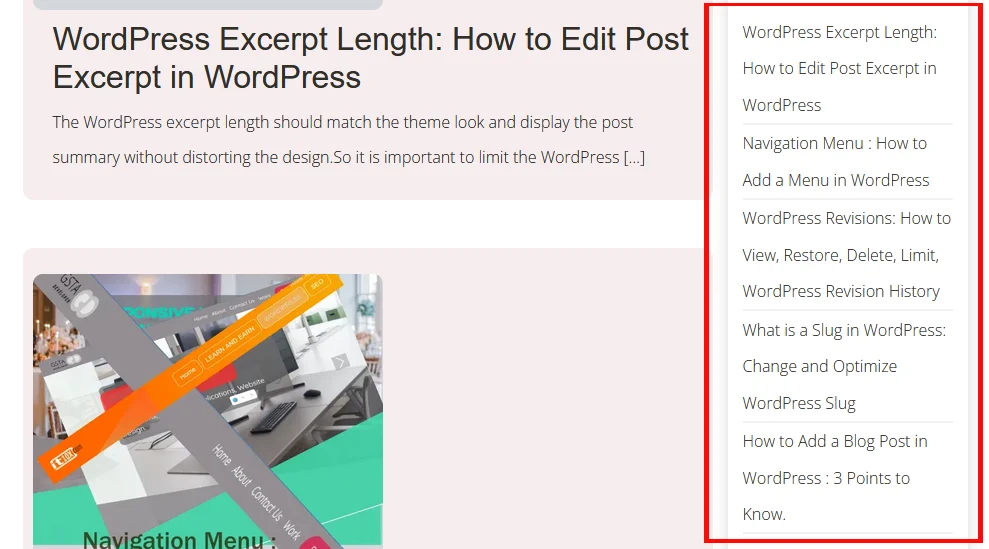 WordPress widgets for latest post