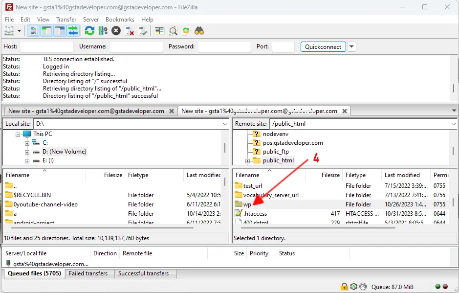 wp-content uploads using ftp client