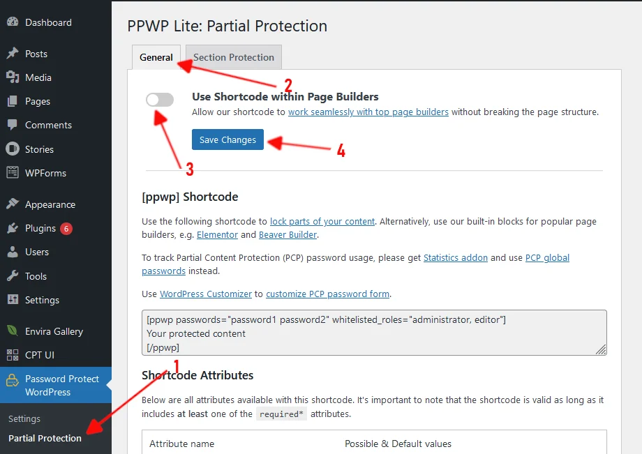 Password Protect WordPress partial protecton
