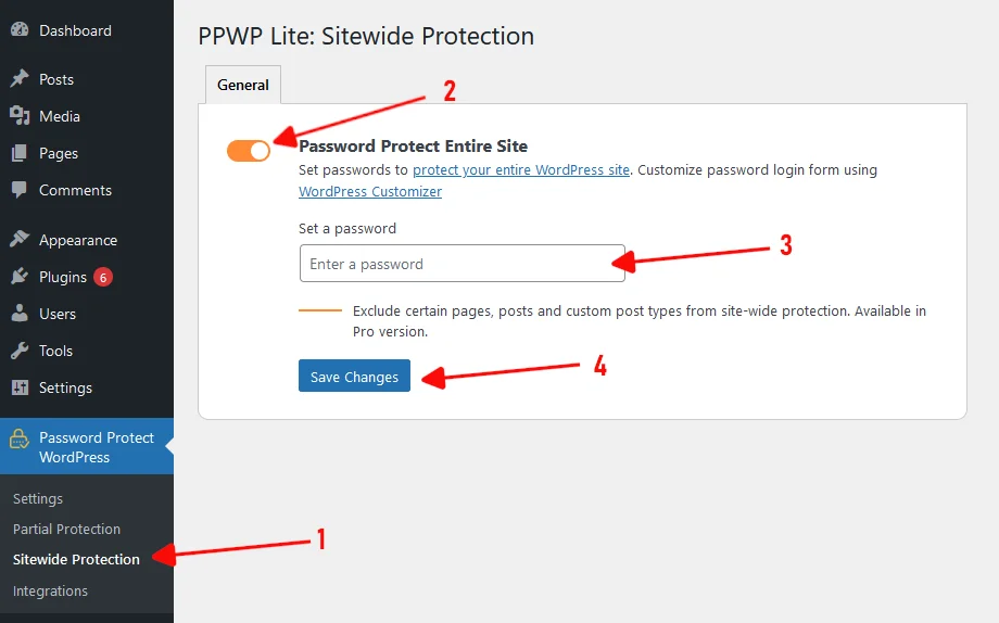 password protect wordpress site