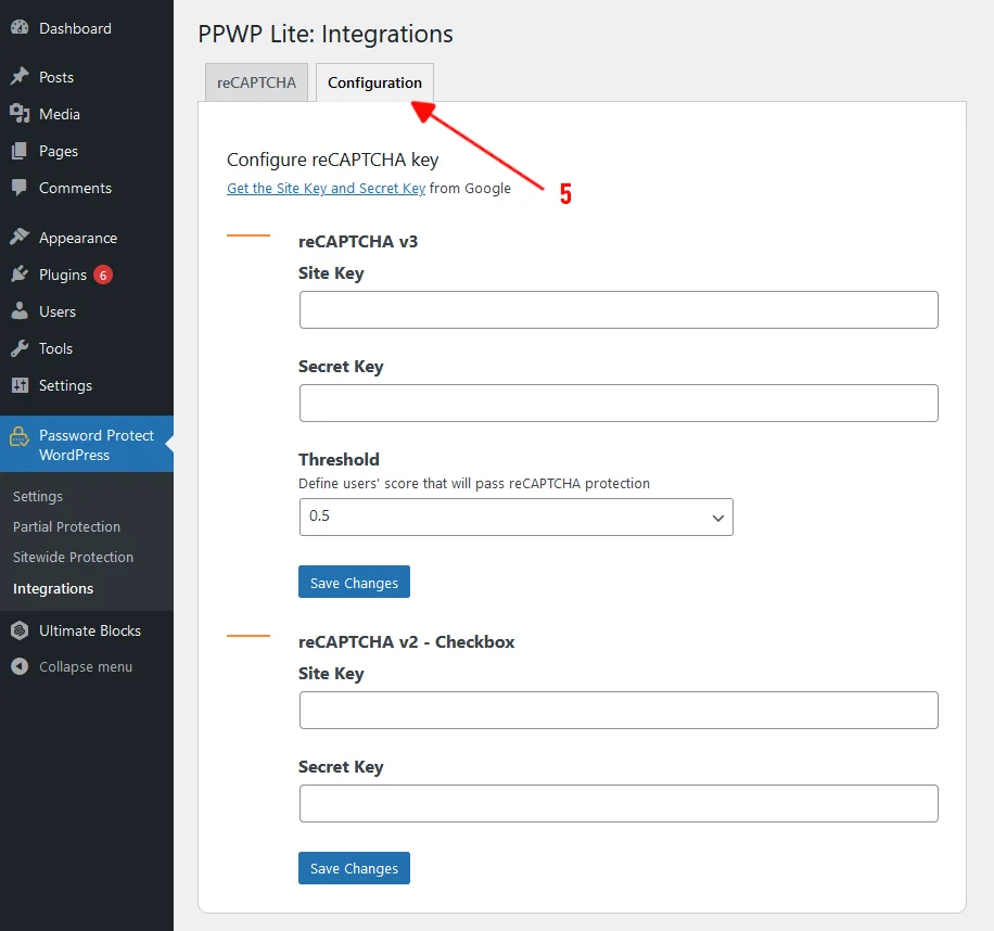 password protect wordpress site configuration