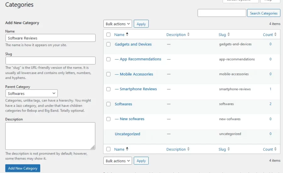 How do I Create Sub Categories in WordPress?