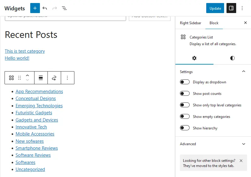 Organize Categories to Show on the Sidebar