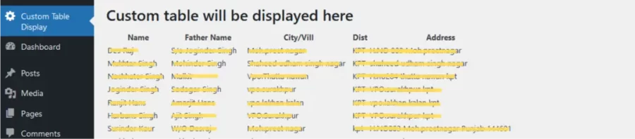 Display Custom Table Data in WordPress Admin